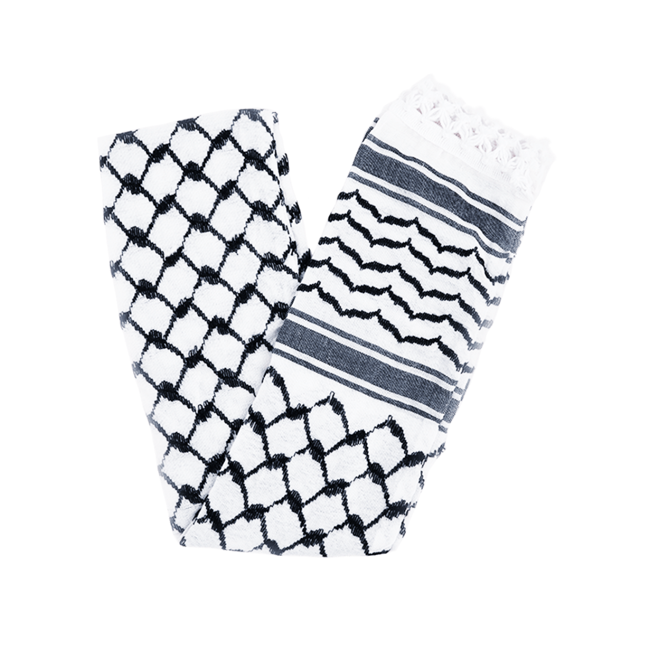 Al'Ard Black and white Wishah (Scarf) (Made in Palestine)