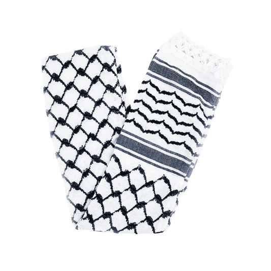 Al'Ard Black and white Wishah (Scarf) (Made in Palestine)
